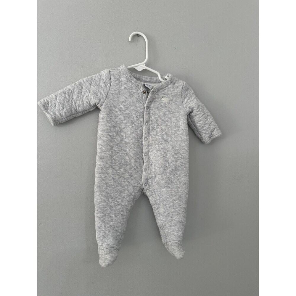 Janie and Jack Baby Quilted Coverall Earl Grey Heather Size 0-3 Months